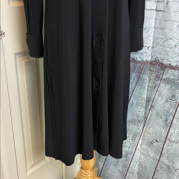 Norma Kamali Jersey Shift Dress Sz S Stretch Long Sleeve Pockets Minimalist - Picture 12 of 16